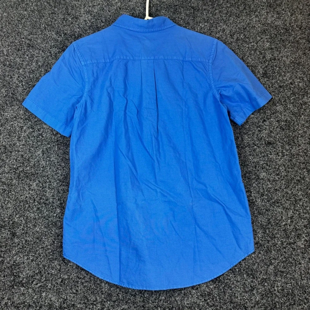 Ralph Lauren Boy XL 18-20 Blue Short Sleeve Button Down Shirt Yellow Pony Cotton
